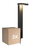 Mehrfachpackung 3x Nordlux Solar Sockellampe Rica Quadrat Rostfreier Stahl Schwarz 4.5W 380lm - 830 Warmweiß |Bewegungs- und Lichtsensor
