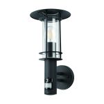Eglo Wandleuchte Lisio 1 Rostfreier Stahl Schwarz | IP44 - Geeignet für 1x E27 - Bewegungssensor