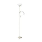 Eglo Stehlampe Up 2 Stahl Satin-Nickel | IP20 - Geeignet für 1x E27 