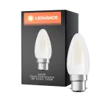 Ledvance Classic Performance LED Glühbirne B22d Kerze Fadenlampe Matt 4W 470lm - 827 Extra Warmweiß | Ersatz für 40W