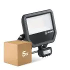 Mehrfachpackung 5x Ledvance Led-Scheinwerfer Aluminium Schwarz 41W 6000lm 100D - 840 Kaltweiß | IP65 - Bewegungs- Und Lichtsensor - Symmetrisch