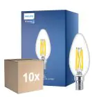 Mehrfachpackung 10x Philips MASTER LED E14 Kerze Fadenlampe Klar 3.4W 470lm - 922-927 Dim To Warm | Höchste Farbwiedergabe - Dimmbar - Ersatz Für 40W