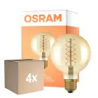 Mehrfachpackung 4x Osram Vintage 1906 LED E27 Globe Filament Gold 95mm 7W 600lm - 822 Extra Warm White | Dimmable