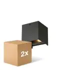 Mehrfachpackung 2x D'Lite Wandleuchte Elingen Aluminium Schwarz Up & Down 4.9W 480lm - 830 Warmweiß | IP65 - Lichtsensor