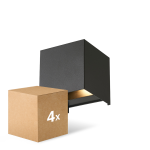 Lot 4x D'Lite Applique Murale Elingen Noir Up & Down 4.9W 480lm - 830 Blanc Chaud | IP65