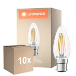 Lot 10x Ledvance Classic LED B22 Bougie Filament Claire 3.4W 470lm - 827 Blanc Très Chaud | Équivalent 40W