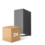 Lot 2x D'Lite Applique Murale Vrebos Noir Up & Down | IP54 - Convient Pour 2x GU10
