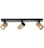 Brilliant Marty Plafonnier Aluminium Sablonneux Noir Dorée 15W 1050lm - 830 Blanc Chaud | Incl. 3x GU10