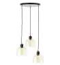 Brilliant Casto Suspension Luminaire Verre Suspension Luminaire Métal Noir Beige | 510mm - Convient pour 3x E27