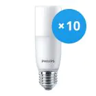 Lot 10x Philips Corepro LED E27 Tubular Stick Dépolie 9.5W 950lm - 830 Blanc Chaud | Équivalent 68W