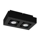Eglo Plafond Spot Mendoza Acier Noir 9.4W 690lm - 830 Blanc Chaud | Dimmable - Convient pour 2x GU10